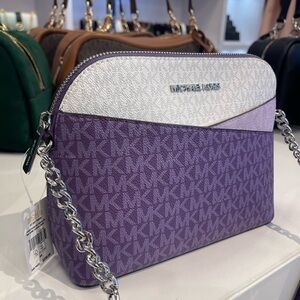 MICHAEL KORS Jet Set Travel Color-Block Signature Logo Crossbody Bag
Dark Purple